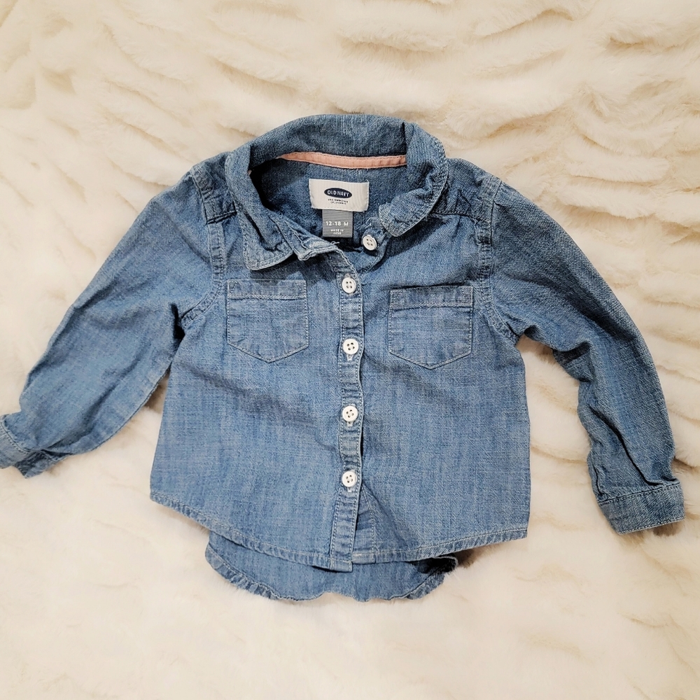 Toddler Baby Girl 12 to 18 months denim button up top